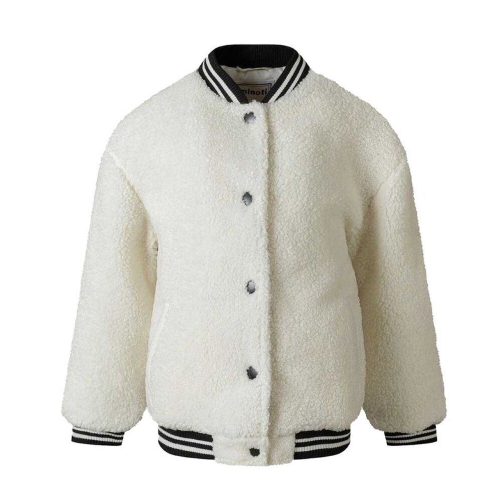 Minoti Girls Teddy Fleece Bomber Jacket / Off White